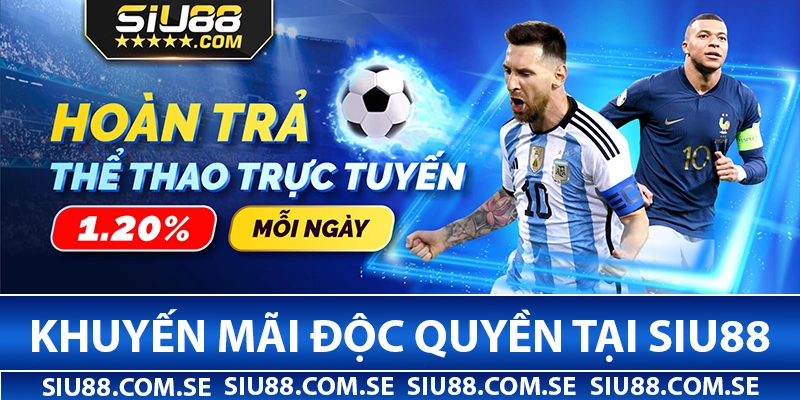 Hoàn cược thể thao Siu88 lên đến 1.20%